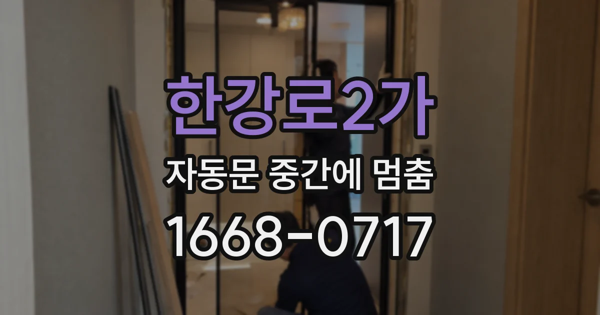 한강로2가 자동문 중간에 멈춤
