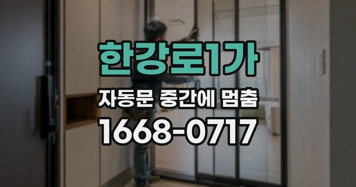 한강로1가 자동문 중간에 멈춤