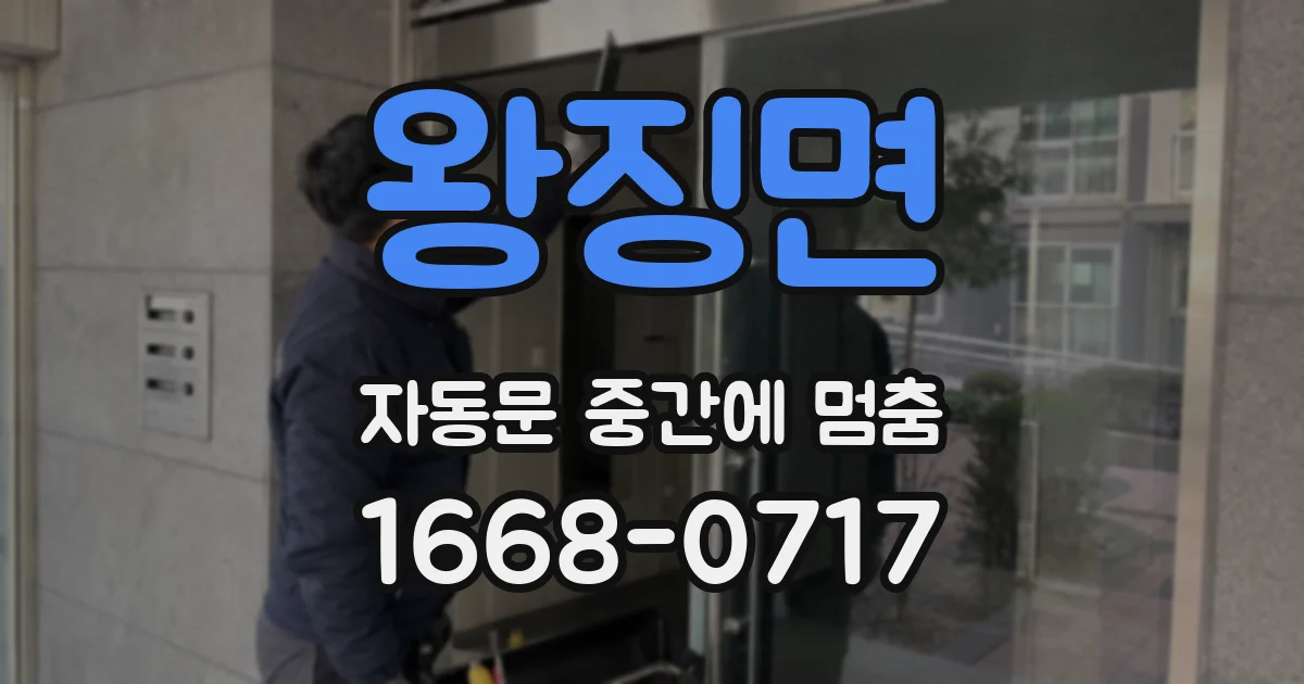 왕징면 자동문 중간에 멈춤