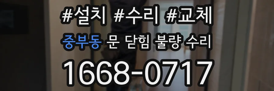 중부동 문 닫힘 불량 수리