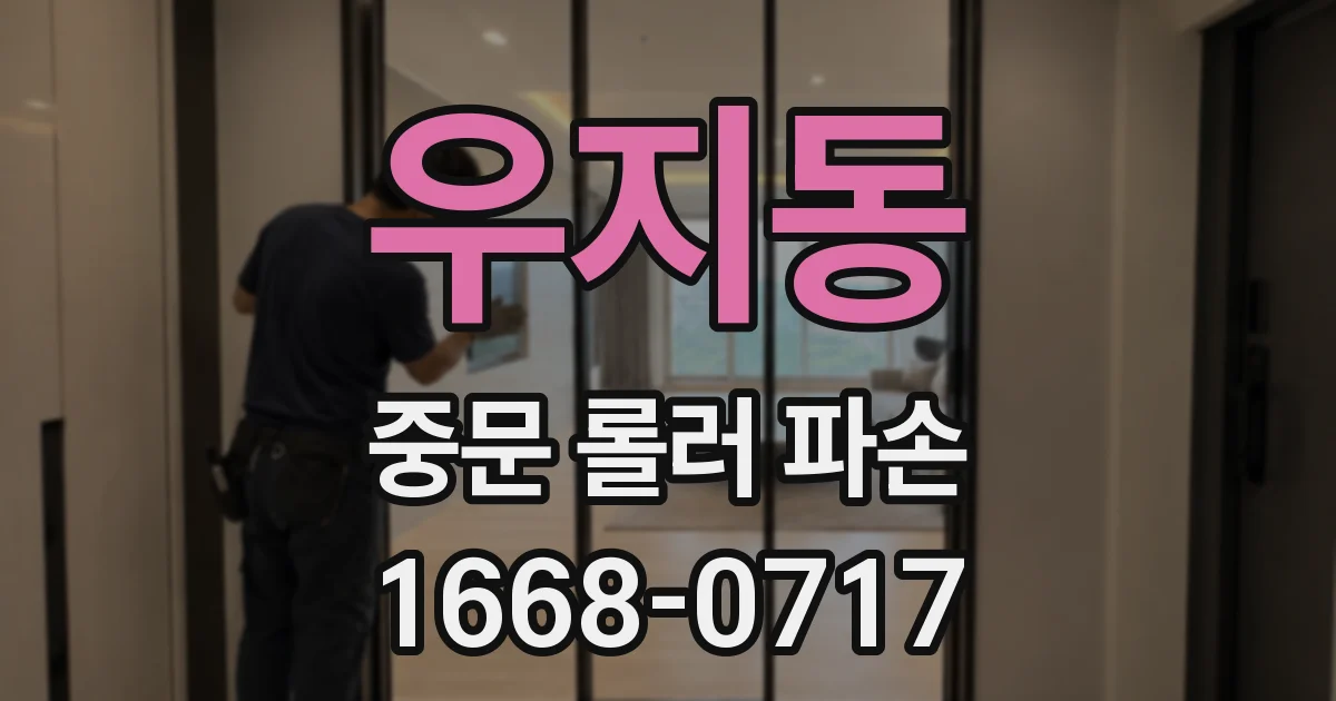 우지동 중문 롤러 파손