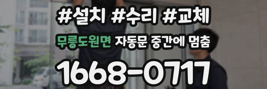 무릉도원면 자동문 중간에 멈춤