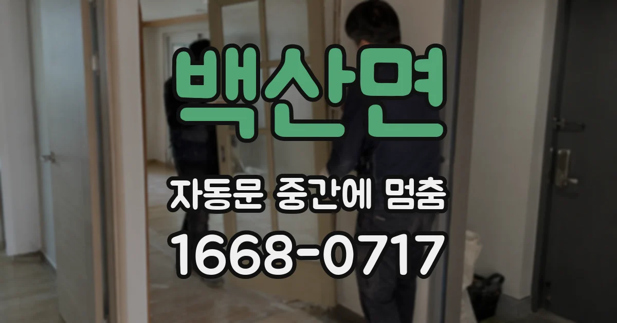 백산면 자동문 중간에 멈춤