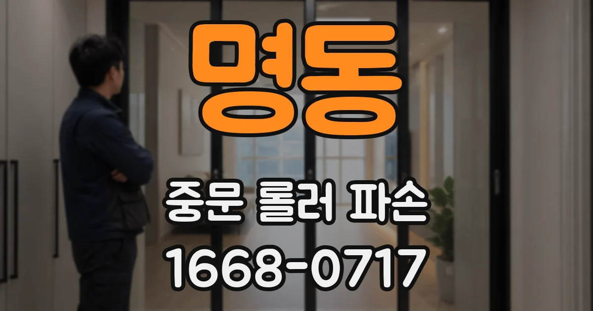 명동 중문 롤러 파손
