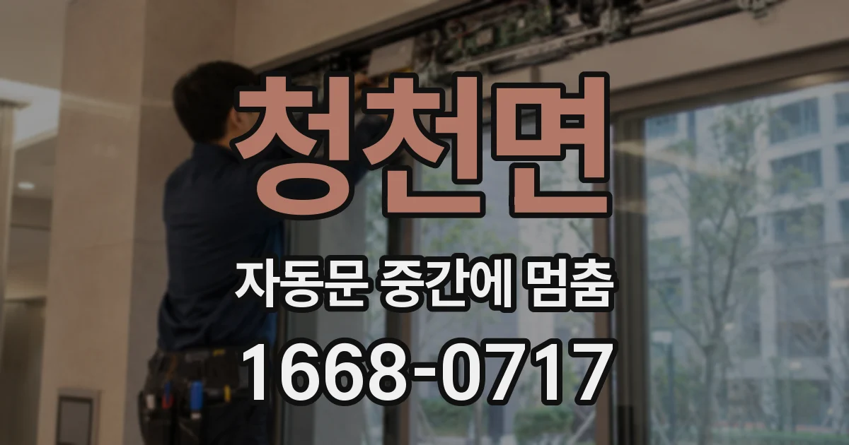 청천면 자동문 중간에 멈춤