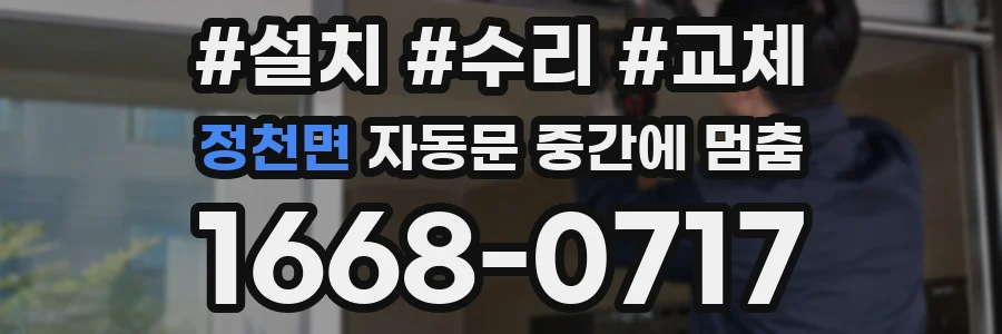 정천면 자동문 중간에 멈춤