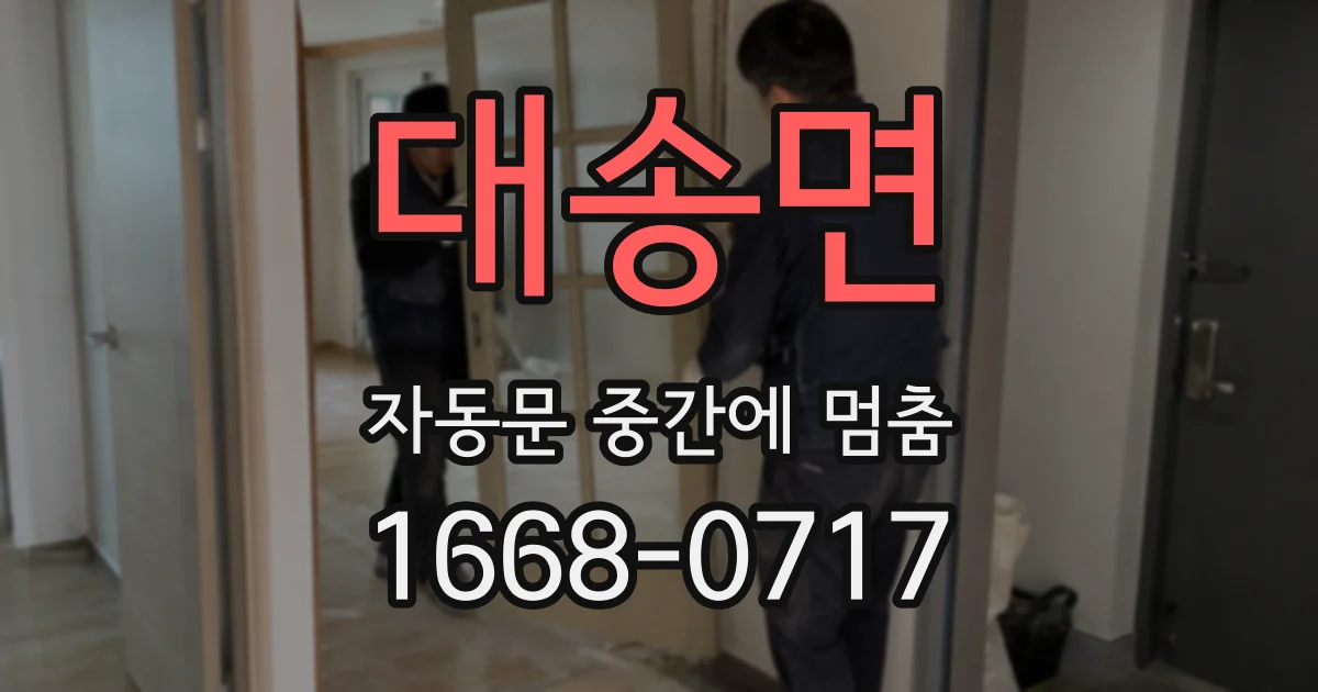 대송면 자동문 중간에 멈춤