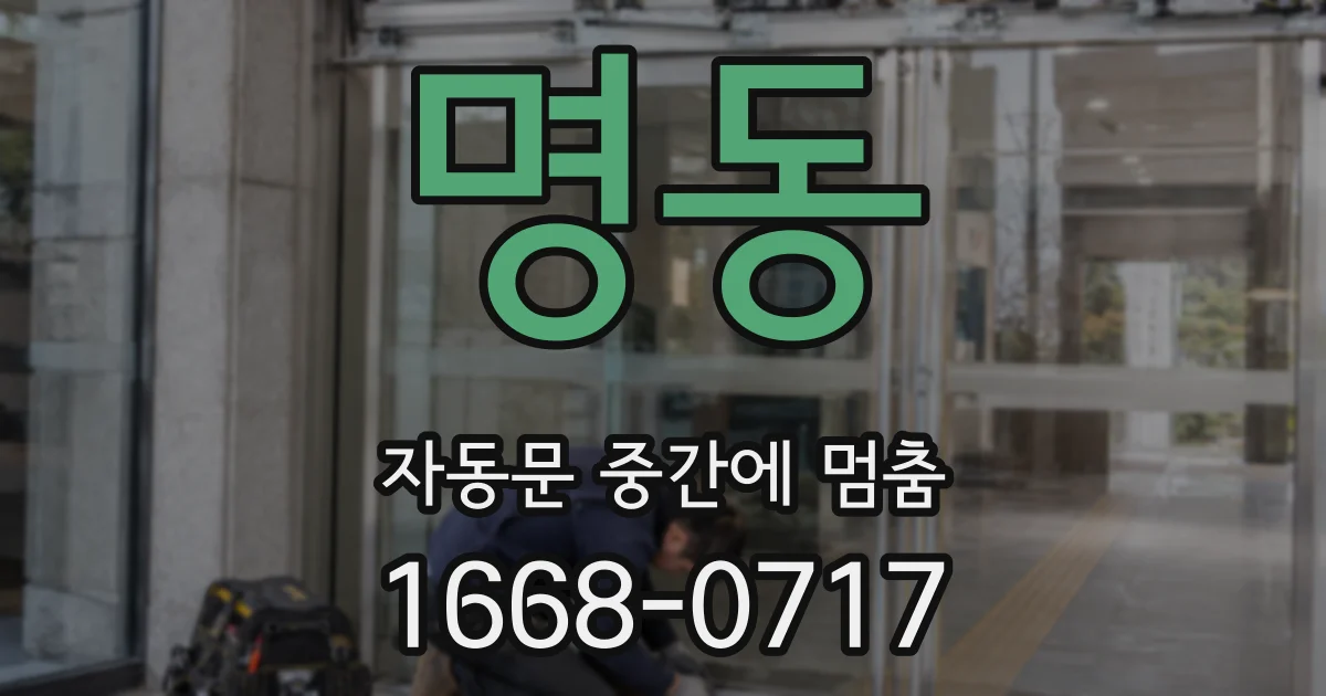 명동 자동문 중간에 멈춤