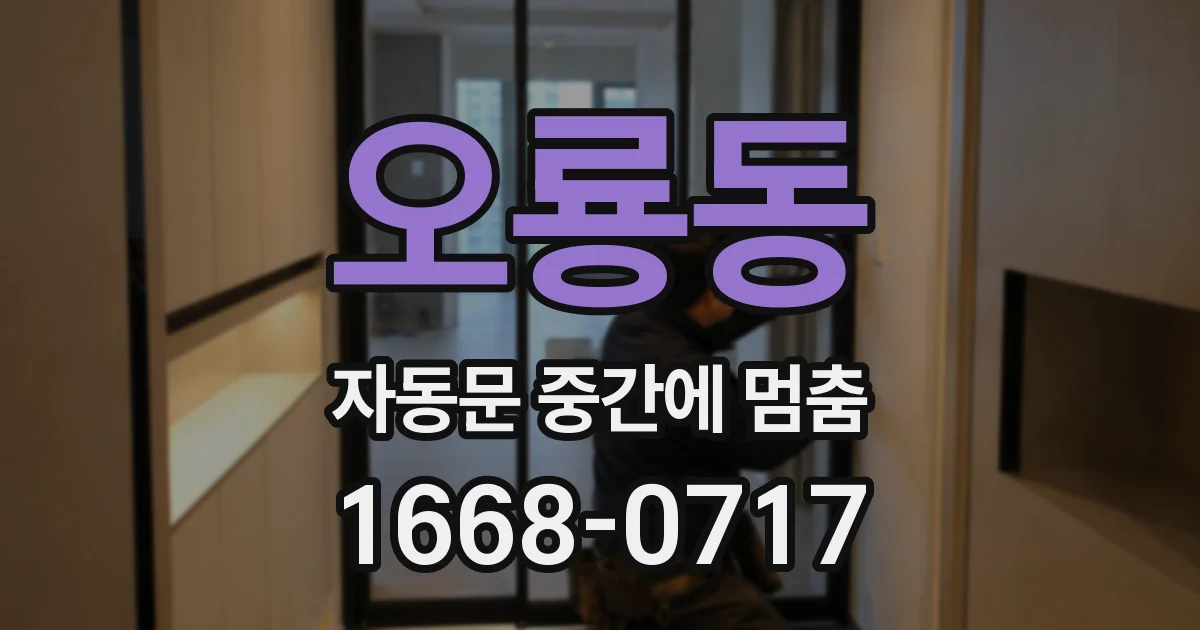 오룡동 자동문 중간에 멈춤