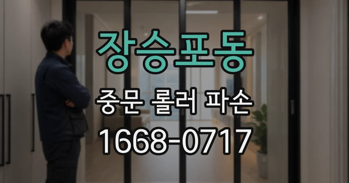 장승포동 중문 롤러 파손