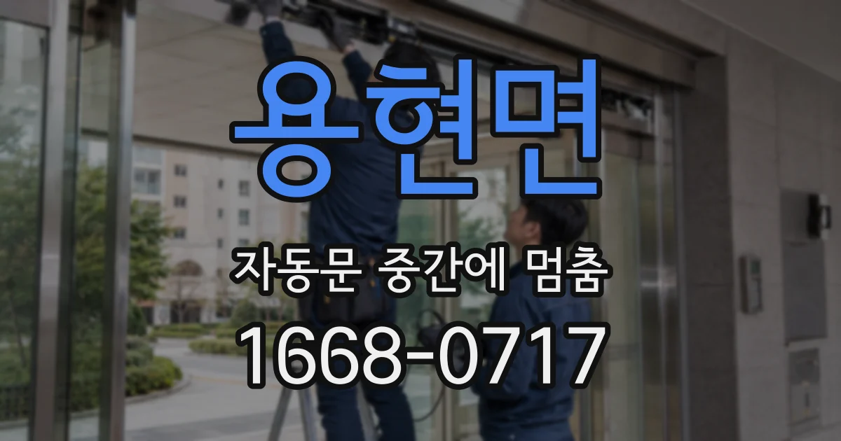 용현면 자동문 중간에 멈춤