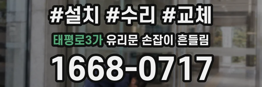 태평로3가 유리문 손잡이 흔들림