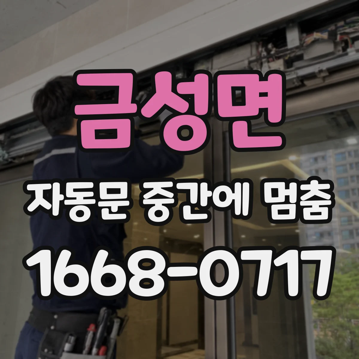 금성면 자동문 중간에 멈춤