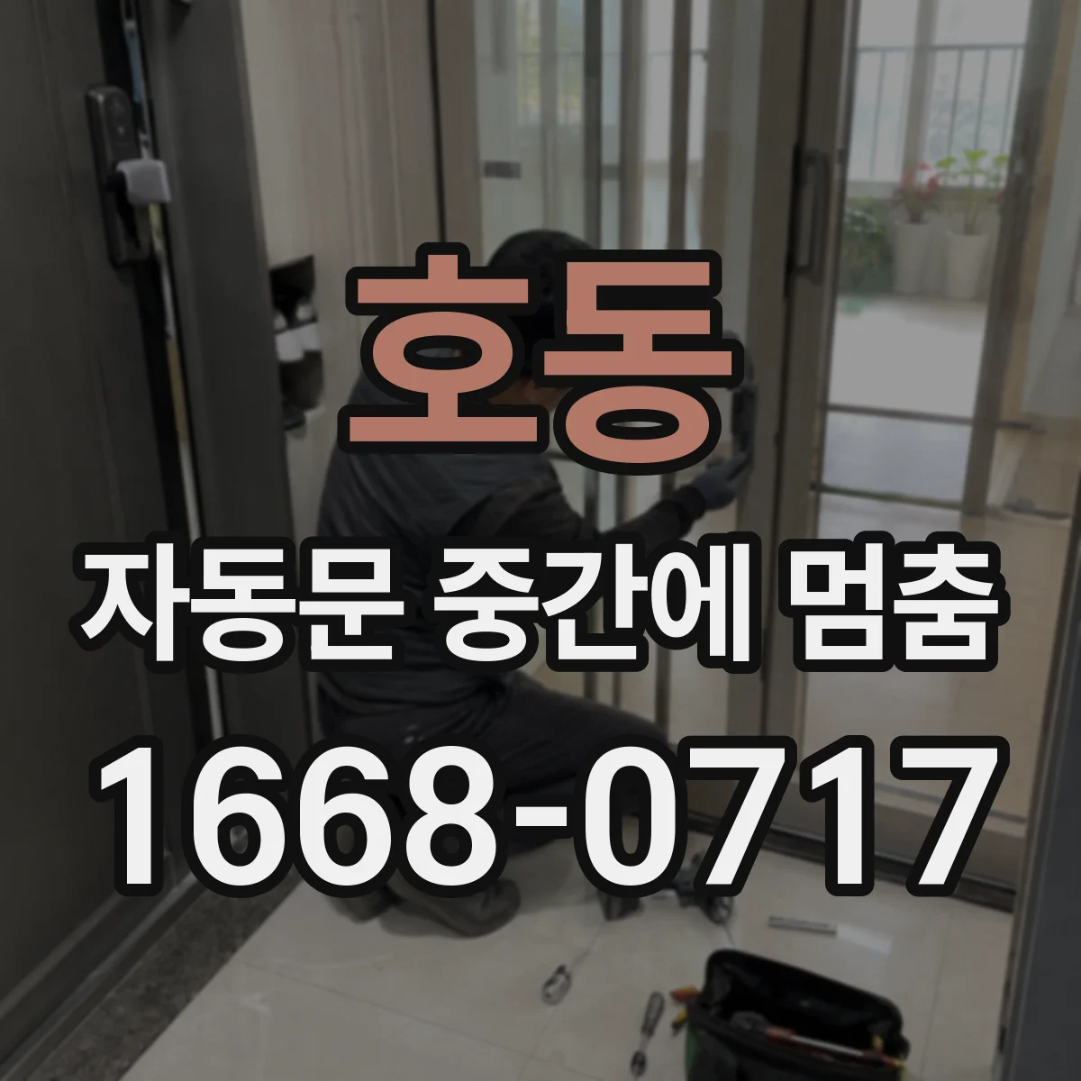 호동 자동문 중간에 멈춤