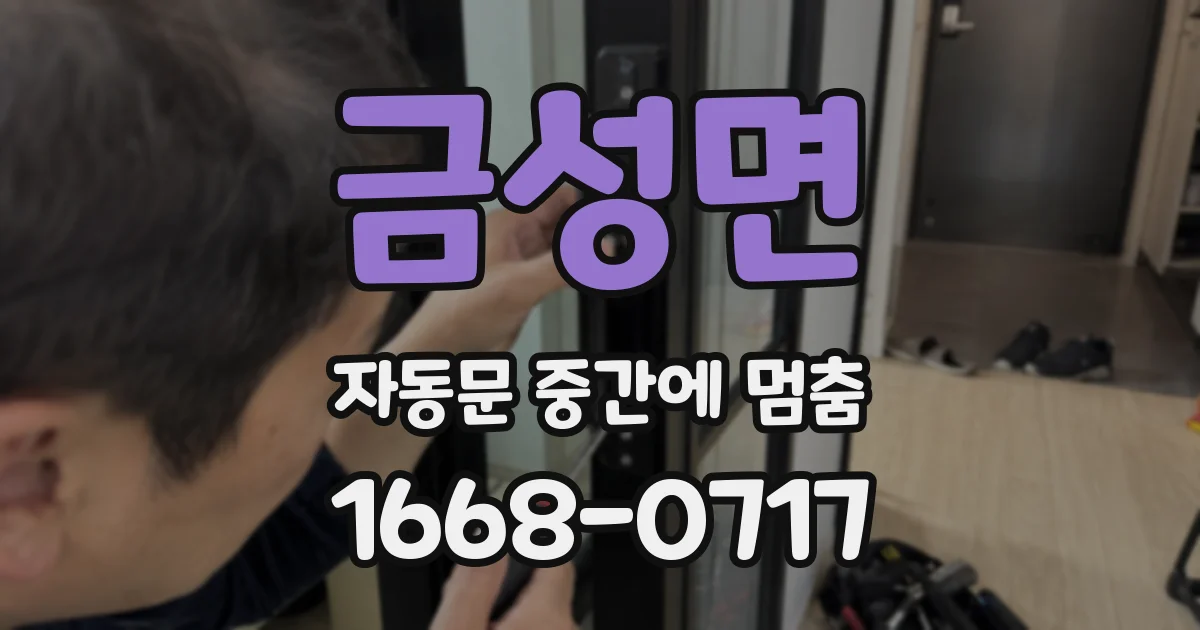 금성면 자동문 중간에 멈춤