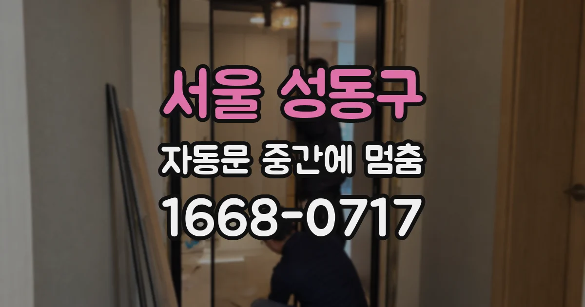 서울 성동구 자동문 중간에 멈춤