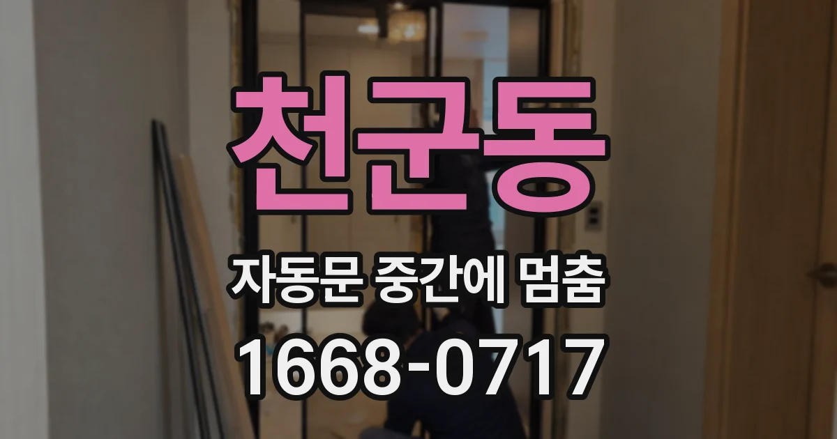 천군동 자동문 중간에 멈춤