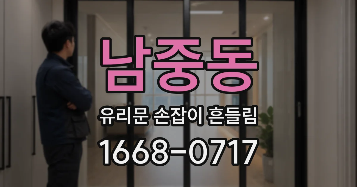 남중동 유리문 손잡이 흔들림