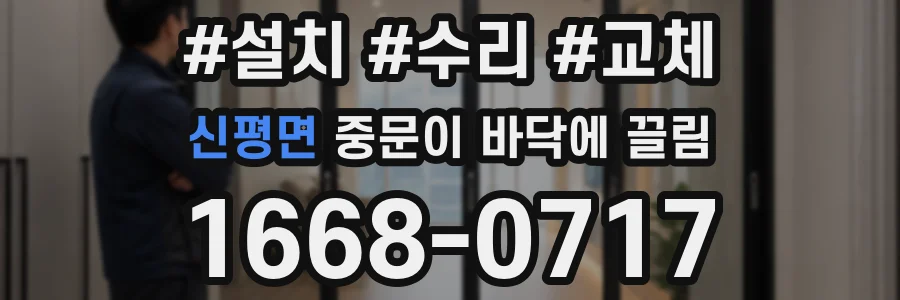신평면 중문이 바닥에 끌림