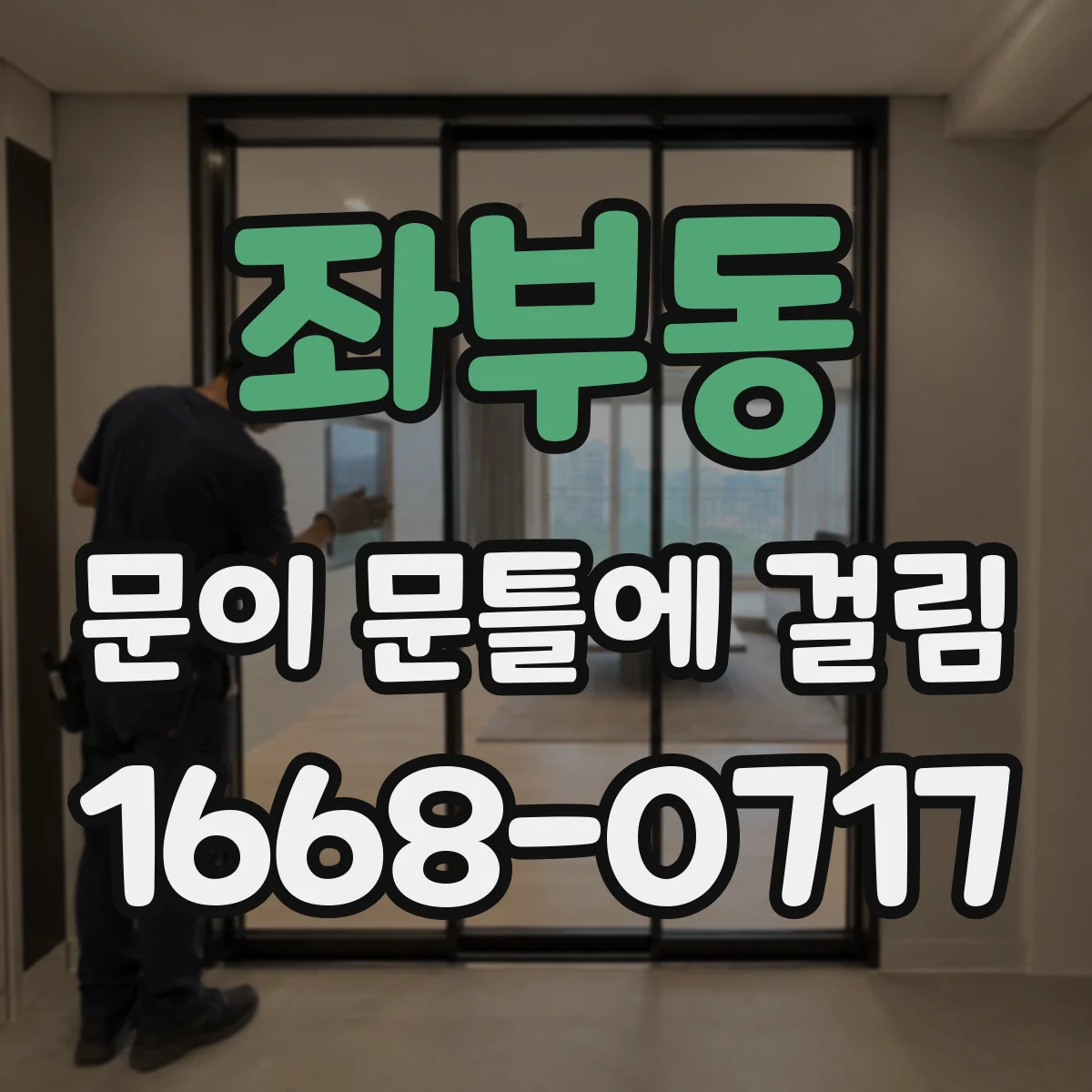 좌부동 문이 문틀에 걸림