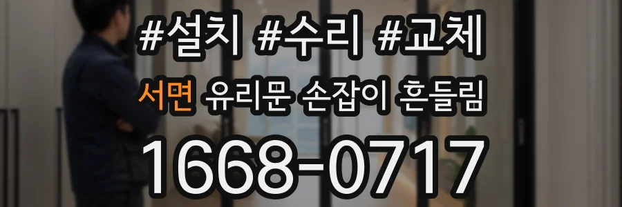 서면 유리문 손잡이 흔들림