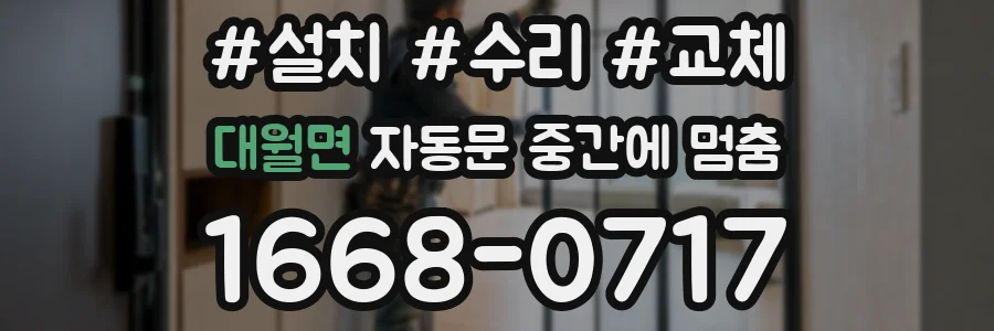대월면 자동문 중간에 멈춤