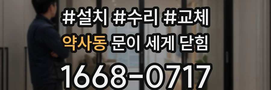 약사동 문이 세게 닫힘