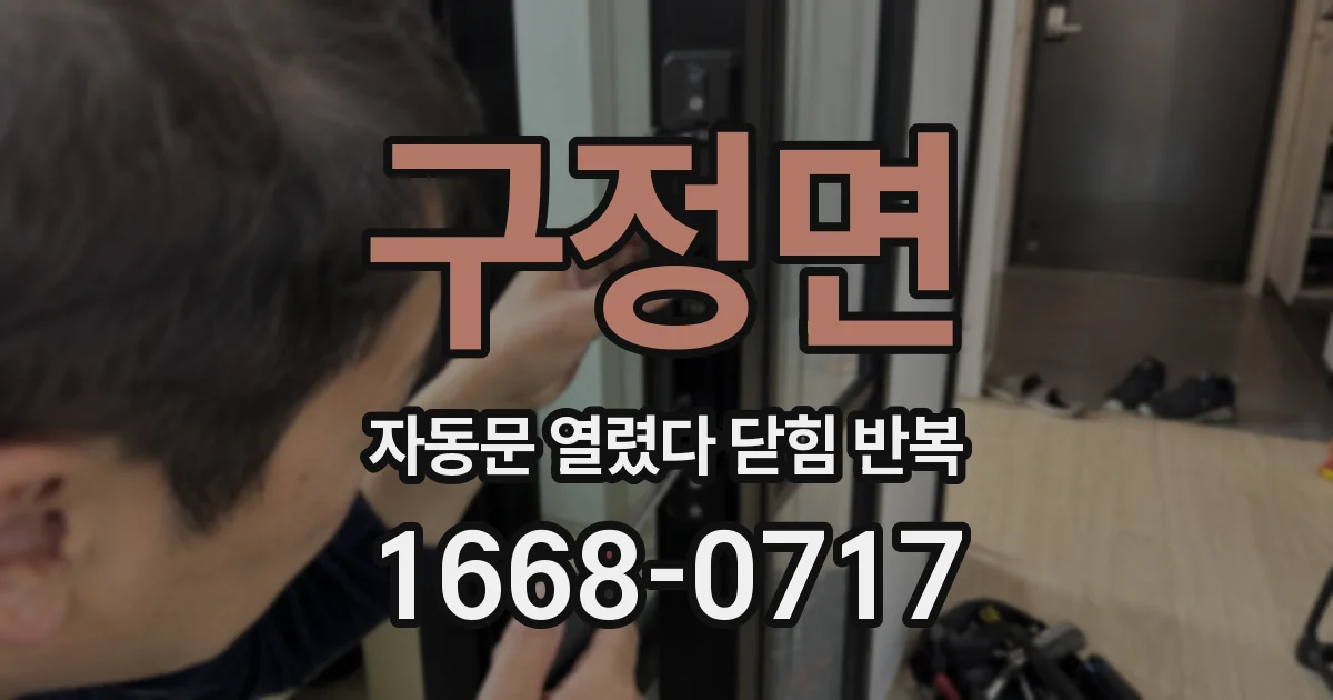 구정면 자동문 열렸다 닫힘 반복 증상은 문이 열렸다가 즉시 닫혀 버리거나, 잠시 멈춘 뒤 다시 움직일 때 확인됩니다.