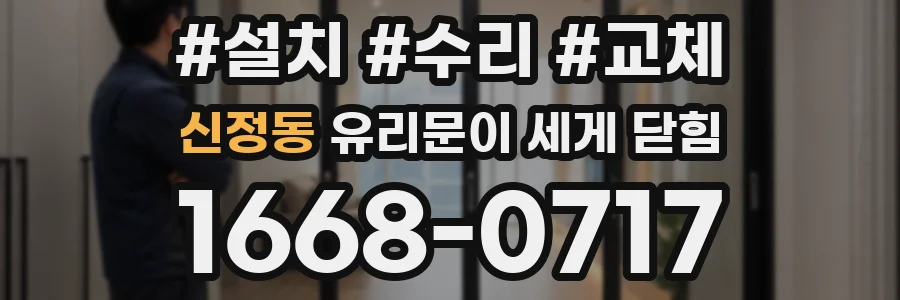 신정동 유리문이 세게 닫힘