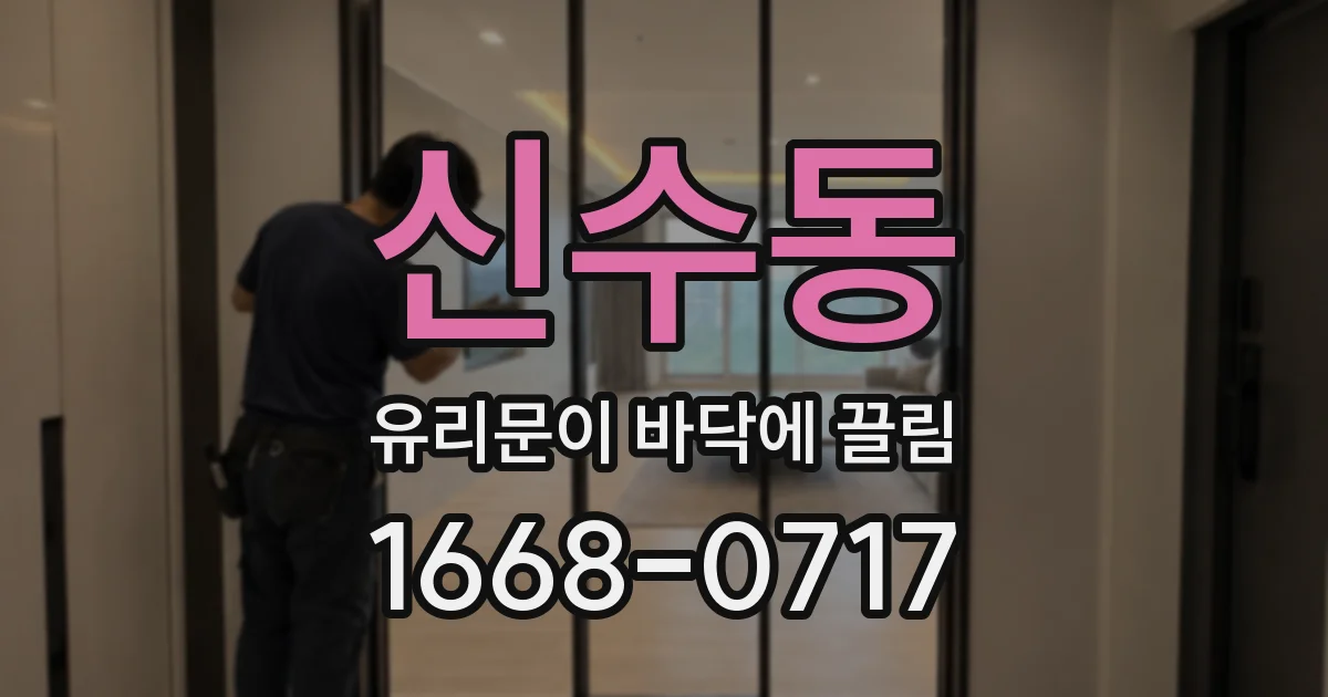 신수동 유리문이 바닥에 끌림