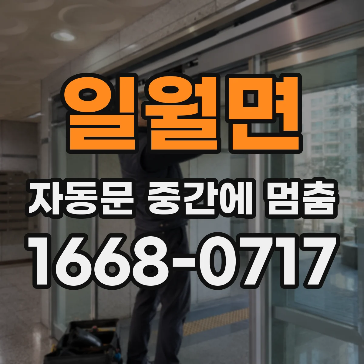 일월면 자동문 중간에 멈춤