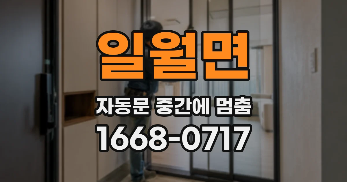 일월면 자동문 중간에 멈춤
