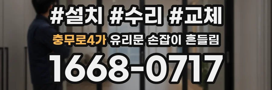 충무로4가 유리문 손잡이 흔들림