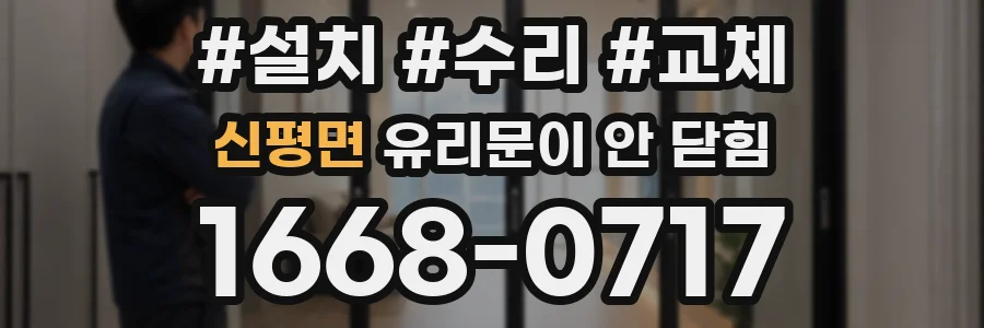 신평면 유리문이 안 닫힘