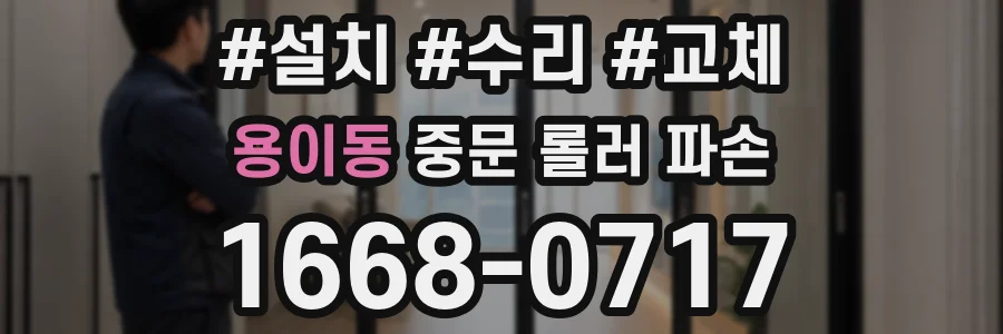 용이동 중문 롤러 파손