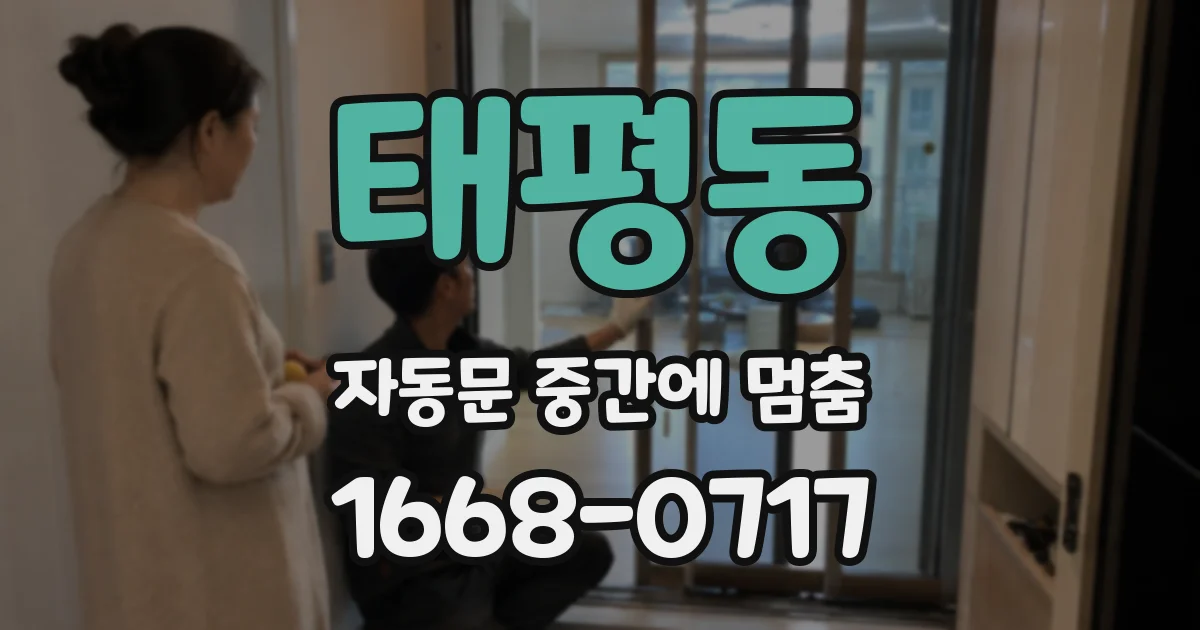 태평동 자동문 중간에 멈춤