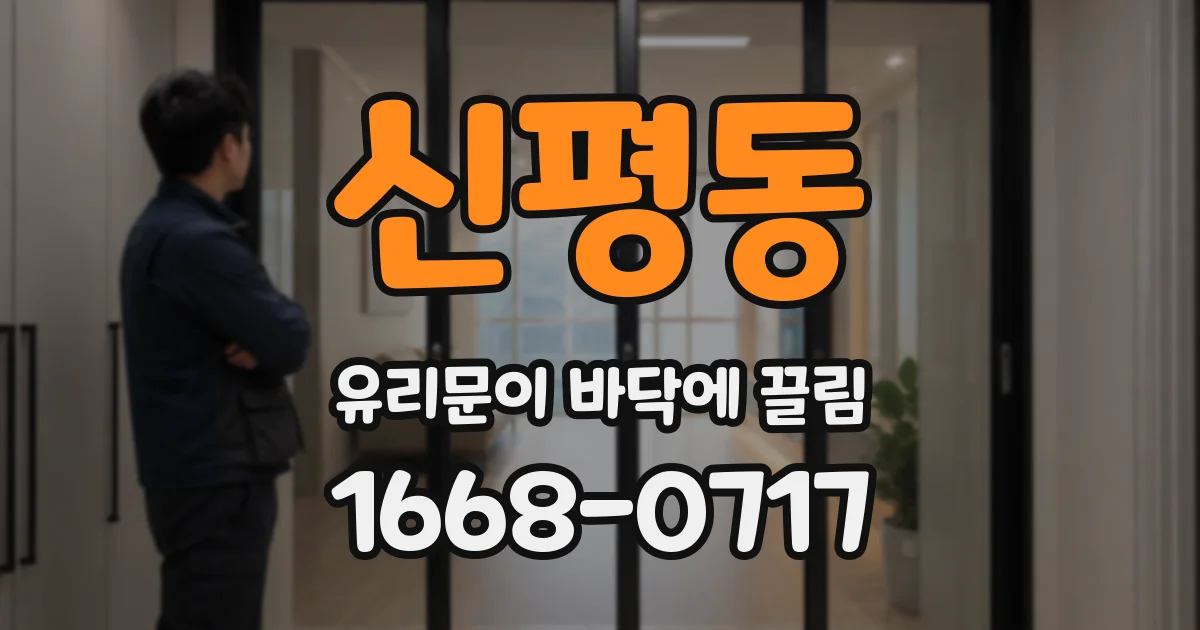 신평동 유리문이 바닥에 끌림