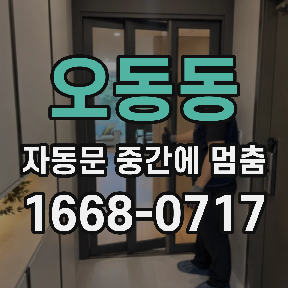 오동동 자동문 중간에 멈춤