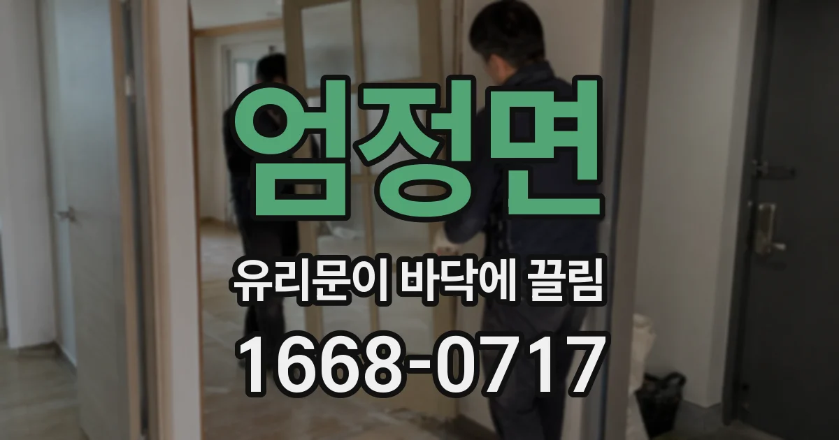 엄정면 유리문이 바닥에 끌림