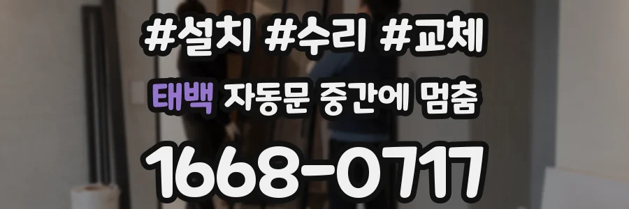 태백 자동문 중간에 멈춤