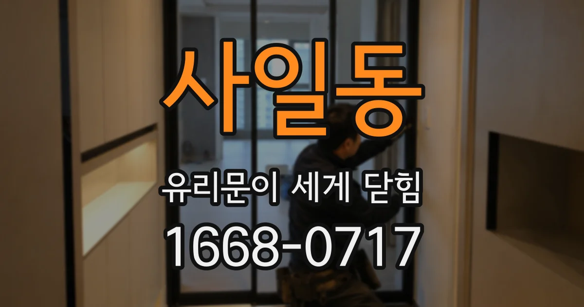 사일동 유리문이 세게 닫힘
