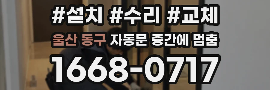 울산 동구 자동문 중간에 멈춤