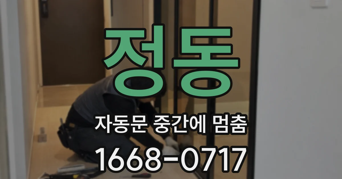 정동 자동문 중간에 멈춤