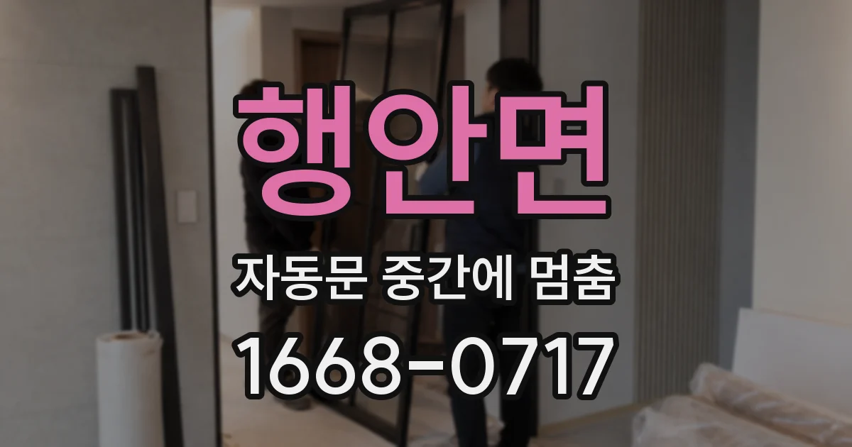 행안면 자동문 중간에 멈춤