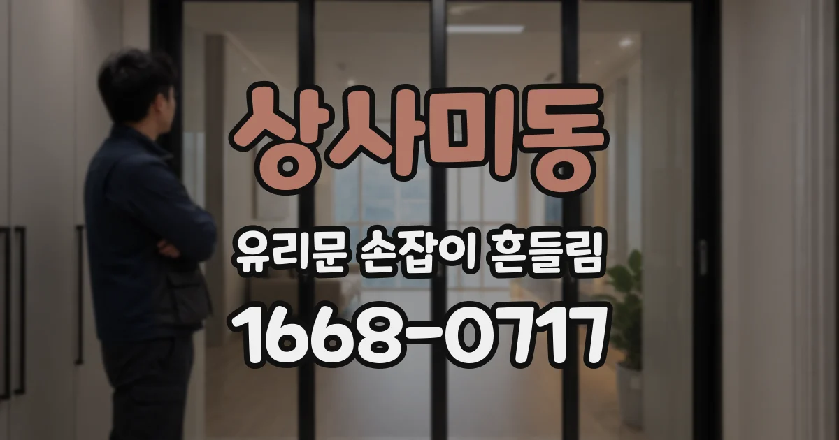 상사미동 유리문 손잡이 흔들림