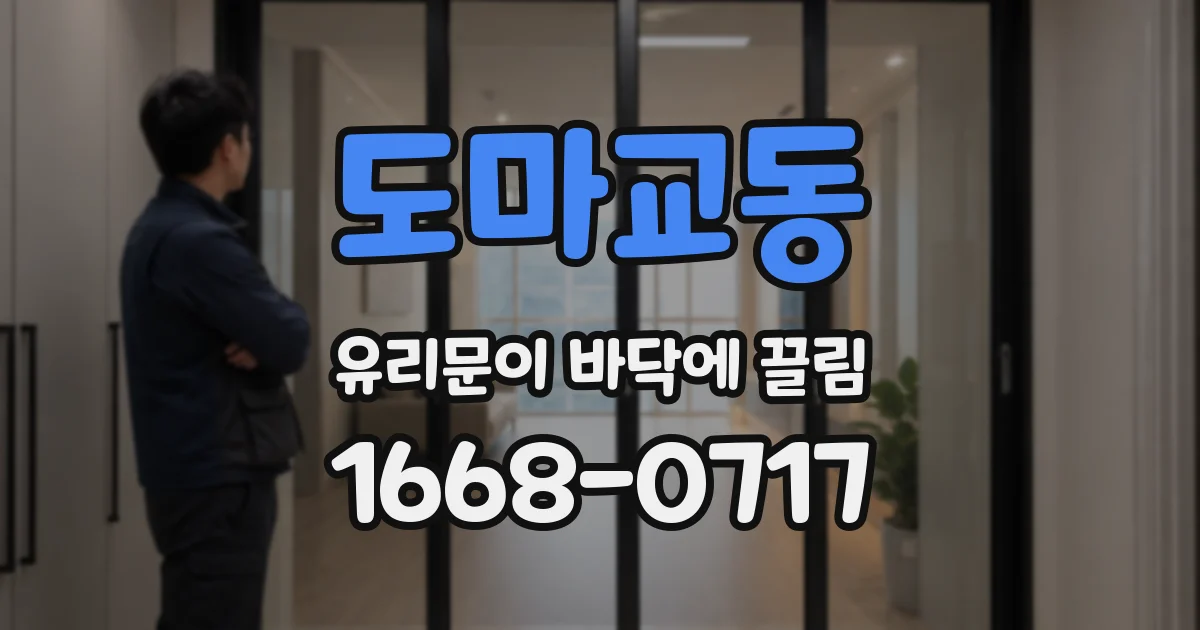 도마교동 유리문이 바닥에 끌림