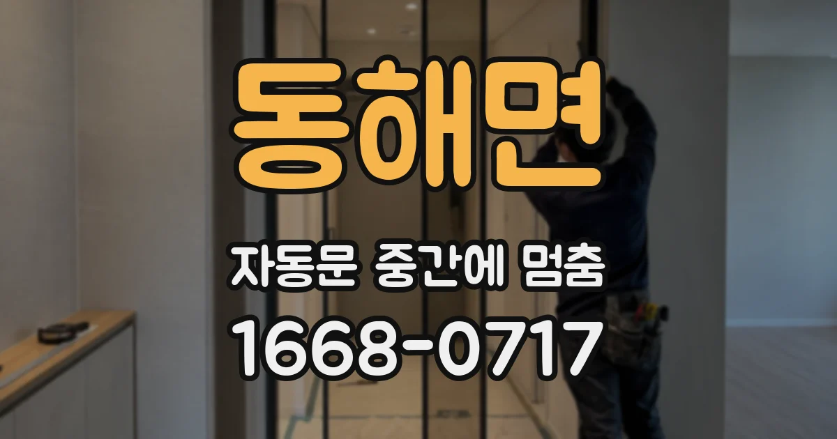 동해면 자동문 중간에 멈춤