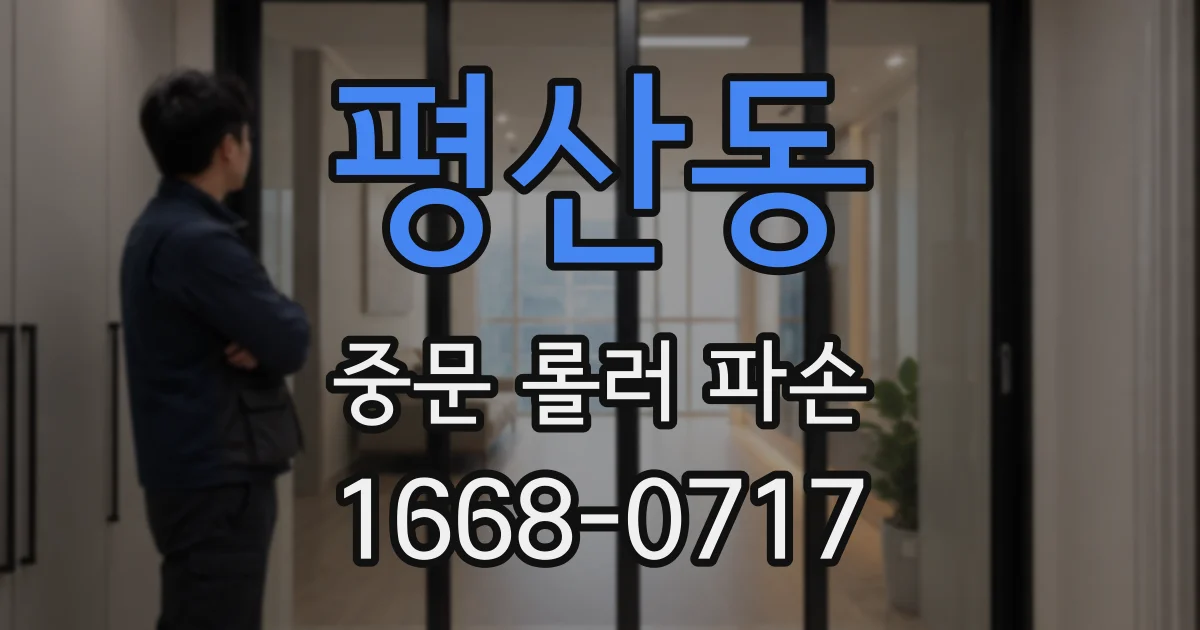 평산동 중문 롤러 파손