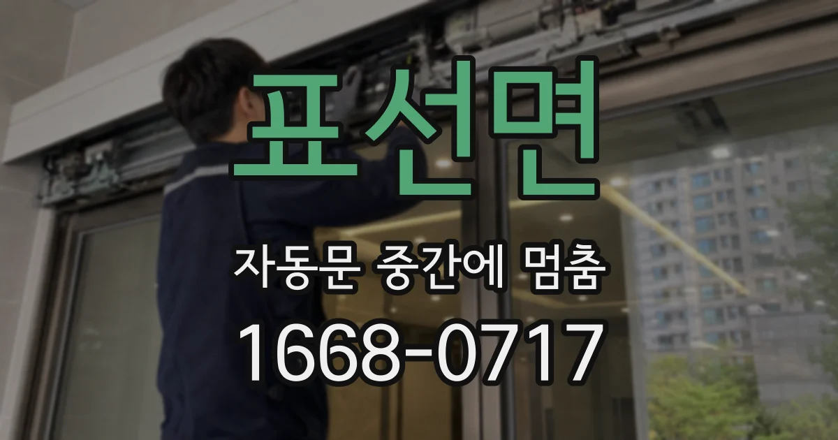 표선면 자동문 중간에 멈춤