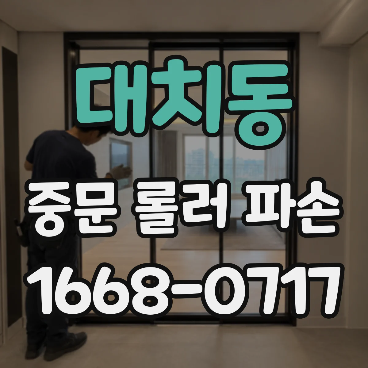 대치동 중문 롤러 파손